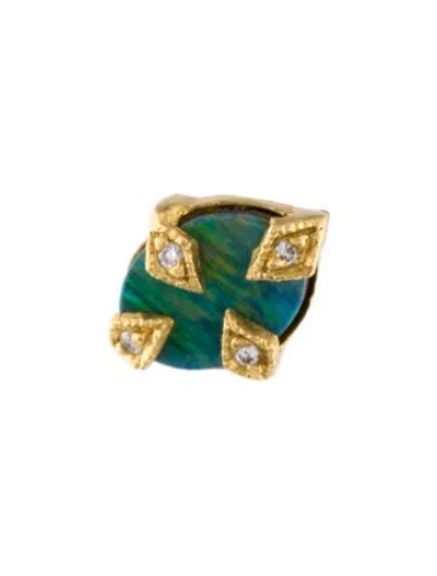 Pre-owned Cathy Waterman 22k Opal Doublet & Diamond Single Stud Earring In Multi