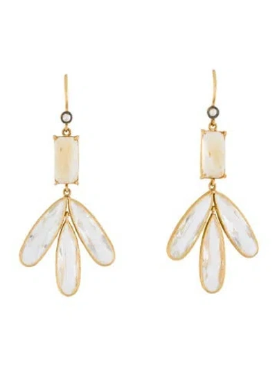 Pre-owned Cathy Waterman 22k Topaz, Citrine & Diamond Triple Drop Earrings In Multi