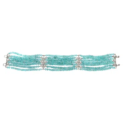 Pre-owned Cathy Waterman Aquamarine Diamond Bracelet 7 Strand Platinum Estate In Multi