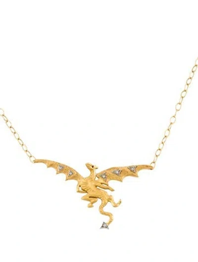 Pre-owned Cathy Waterman Diamond & Ruby Dragon Pendant Necklace, 18" In Multi