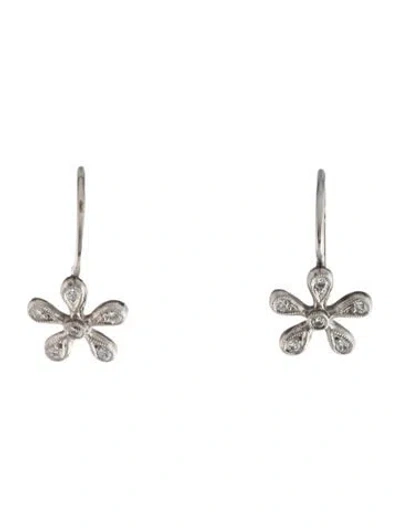 Pre-owned Cathy Waterman Diamond Flower Drop Earrings In Multicolor