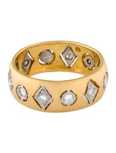 Pre-owned Cathy Waterman Diamond Two-tone Floating Geo Band In Multi