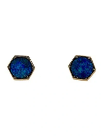 Pre-owned Cathy Waterman Opal Doublet Stud Earrings In Multi