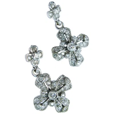 Pre-owned Cathy Waterman Platinum And Diamond Dangle Earrings In Multi