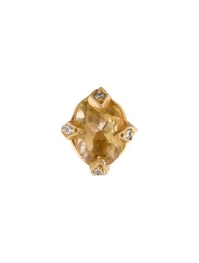 Pre-owned Cathy Waterman Platinum Citrine & Diamond Single Stud Earring In Multi