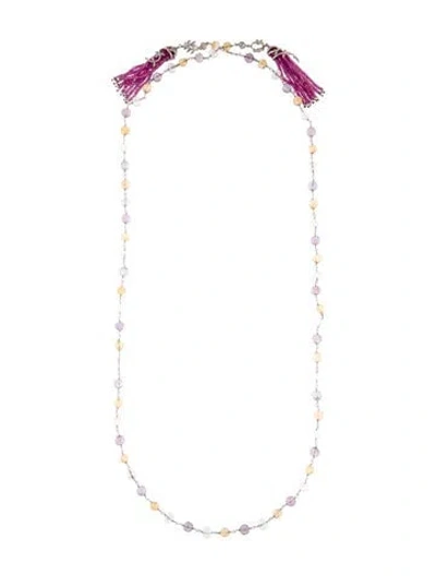 Pre-owned Cathy Waterman Platinum Diamond & Multistone Lariat Necklace, 36"