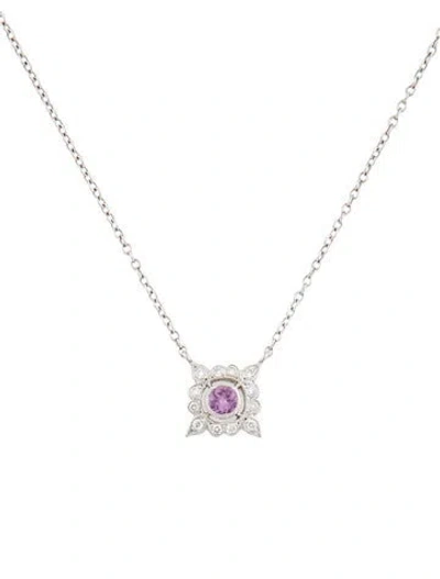 Pre-owned Cathy Waterman Platinum Diamond & Sapphire Pendant Necklace, 15.5" In Multi