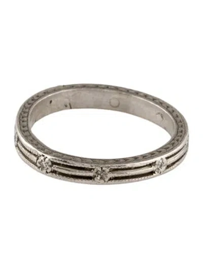Pre-owned Cathy Waterman Platinum Diamond Engraved Band In Multi