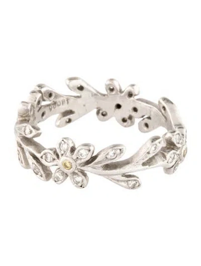 Pre-owned Cathy Waterman Platinum Diamond Flower Band In Multi