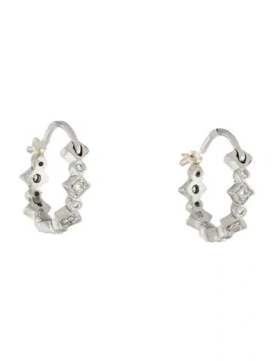 Pre-owned Cathy Waterman Platinum Diamond Geometric Hoop Earrings In Multi
