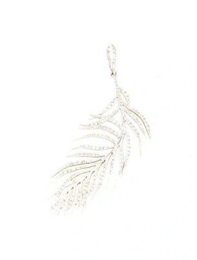 Pre-owned Cathy Waterman Platinum Diamond Leaf Pendant, 2.25" In Multi