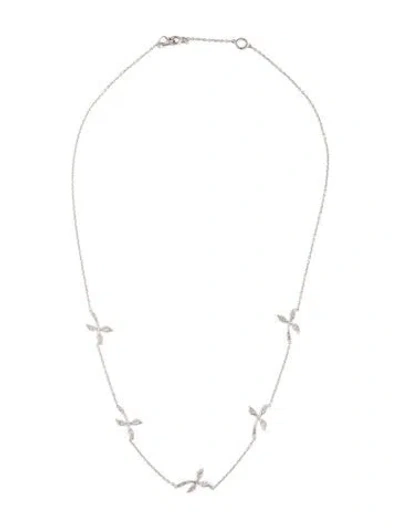 Pre-owned Cathy Waterman Platinum Diamond Vine Leaf Choker Necklace, 18" In Multicolor
