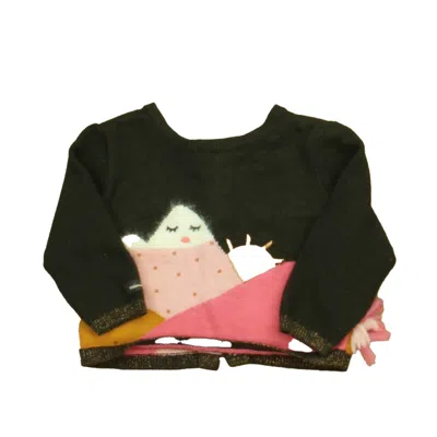 Pre-owned Catimini Kids' Girls Brown Pink Sweater