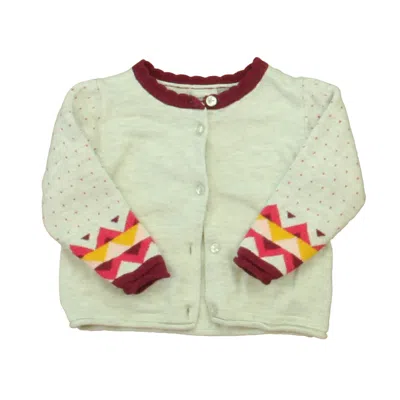 Pre-owned Catimini Kids' Girls Gray Maroon Cardigan In Grey