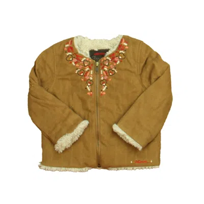 Catimini Kids' Girls Tan White Jacket In Brown