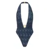 Catnip And Seaweed Women's Blue The One-piece Nipsea Print Swimsuit In Midnight In Blue