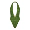 Catnip And Seaweed Women's Green The One-piece Swimsuit In Forest With Nipsea Print In Green