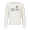 Catnip And Seaweed Women's White Bicycle Cashmere Sweater In White