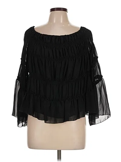 Pre-owned Cato 3/4 Sleeve Blouse In Black