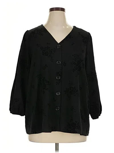 Pre-owned Cato 3/4 Sleeve Blouse In Black