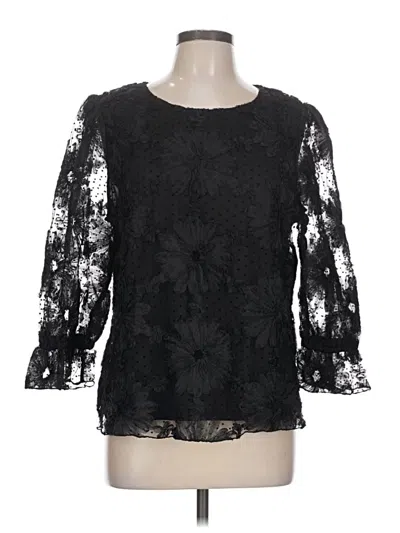 Pre-owned Cato 3/4 Sleeve Blouse In Black