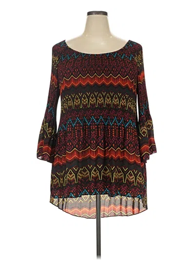 Pre-owned Cato 3/4 Sleeve Blouse In Black