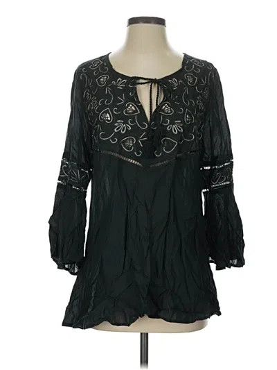 Pre-owned Cato 3/4 Sleeve Blouse In Black