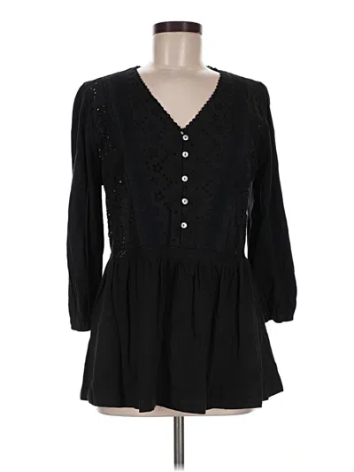 Pre-owned Cato 3/4 Sleeve Blouse In Black