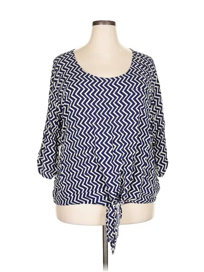 Pre-owned Cato 3/4 Sleeve Blouse In Blue