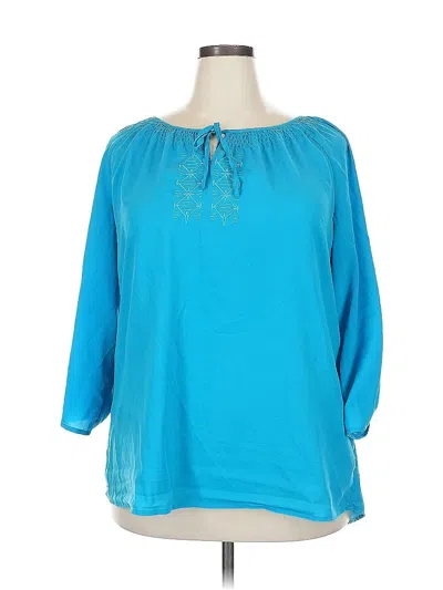 Pre-owned Cato 3/4 Sleeve Blouse In Blue
