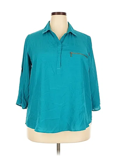 Pre-owned Cato 3/4 Sleeve Blouse In Blue