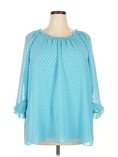 Pre-owned Cato 3/4 Sleeve Blouse In Blue