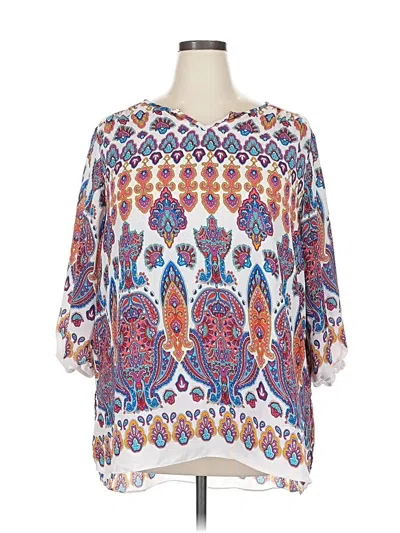 Pre-owned Cato 3/4 Sleeve Blouse In Blue