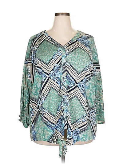 Pre-owned Cato 3/4 Sleeve Blouse In Blue