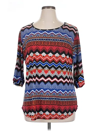 Pre-owned Cato 3/4 Sleeve Blouse In Blue