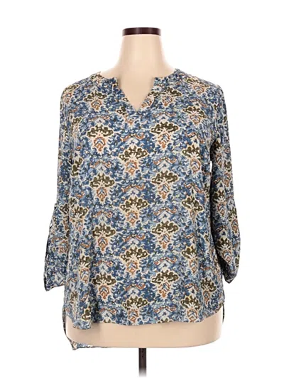 Pre-owned Cato 3/4 Sleeve Blouse In Blue