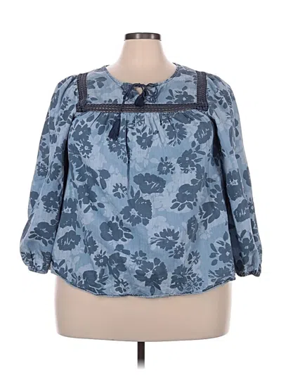 Pre-owned Cato 3/4 Sleeve Blouse In Blue
