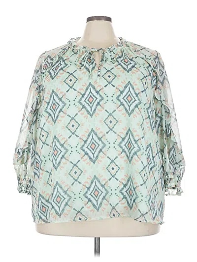 Pre-owned Cato 3/4 Sleeve Blouse In Blue