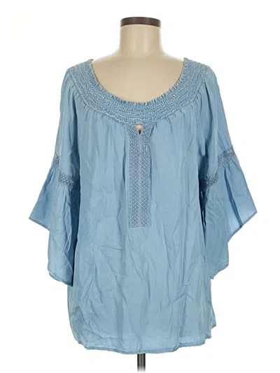 Pre-owned Cato 3/4 Sleeve Blouse In Blue