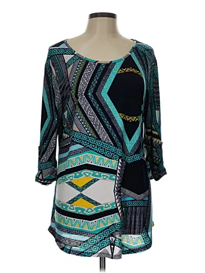 Pre-owned Cato 3/4 Sleeve Blouse In Blue