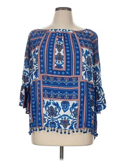 Pre-owned Cato 3/4 Sleeve Blouse In Blue