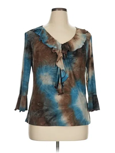 Pre-owned Cato 3/4 Sleeve Blouse In Blue