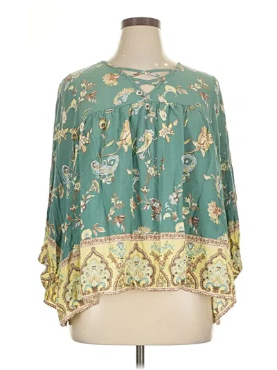Pre-owned Cato 3/4 Sleeve Blouse In Blue