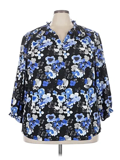 Pre-owned Cato 3/4 Sleeve Blouse In Blue