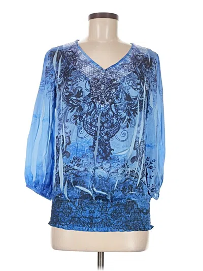 Pre-owned Cato 3/4 Sleeve Blouse In Blue
