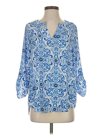 Pre-owned Cato 3/4 Sleeve Blouse In Blue