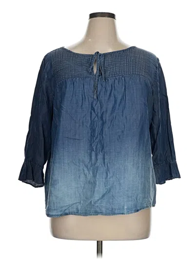 Pre-owned Cato 3/4 Sleeve Blouse In Blue