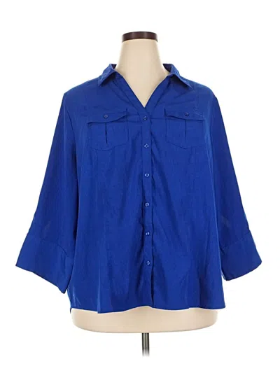 Pre-owned Cato 3/4 Sleeve Blouse In Blue