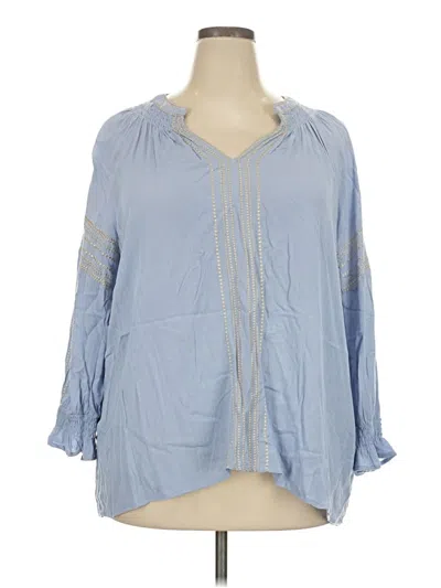 Pre-owned Cato 3/4 Sleeve Blouse In Blue