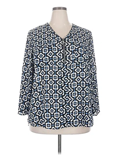 Pre-owned Cato 3/4 Sleeve Blouse In Blue